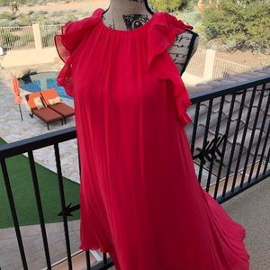 BCBG coral dress.